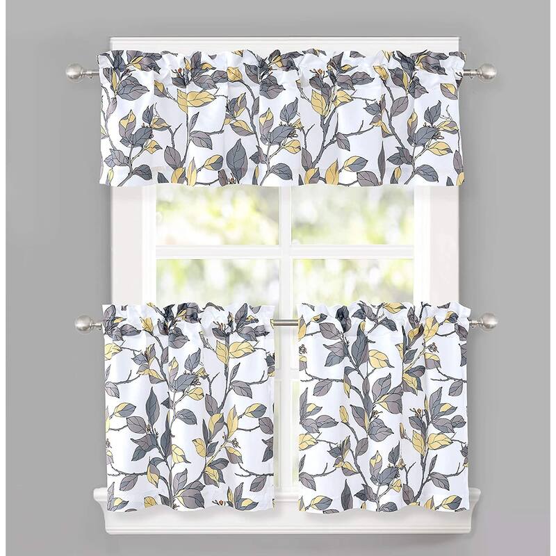 DriftAway Ryan Sketch Floral Branch Leaves Pattern Curtain Set
