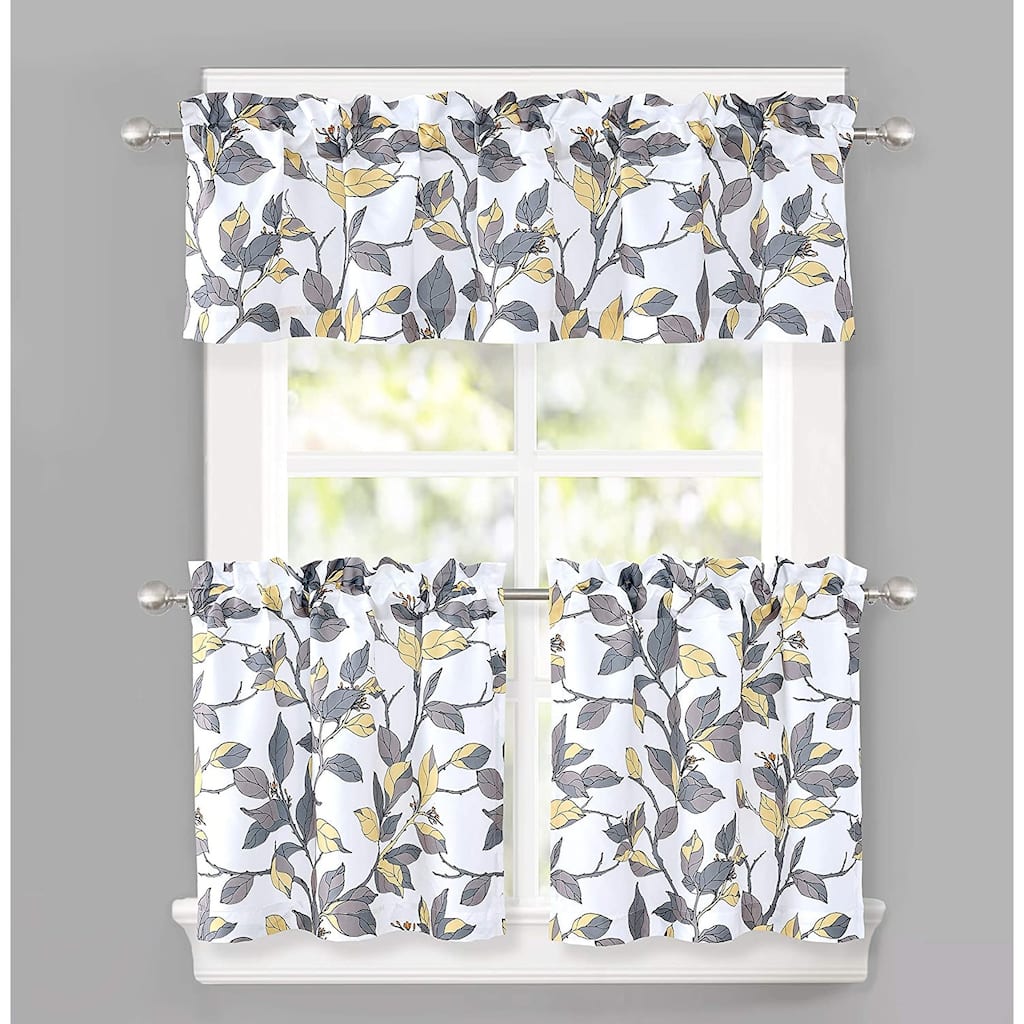 DriftAway Ryan Sketch Floral Branch Leaves Pattern Curtain Set