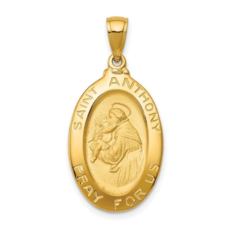 Curata 14k Yellow Gold 18" 31.5x15.25mm Saint Anthony Oval Medal Pendant Necklace