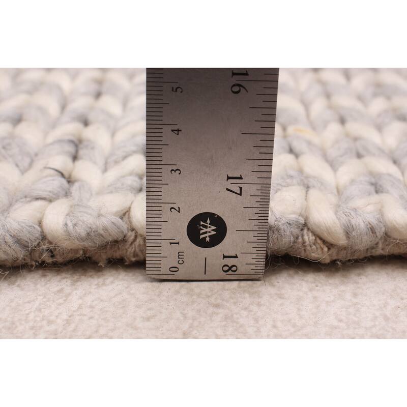 ECARPETGALLERY Braid weave Sienna Grey Wool Rug - 3'11 x 6'0