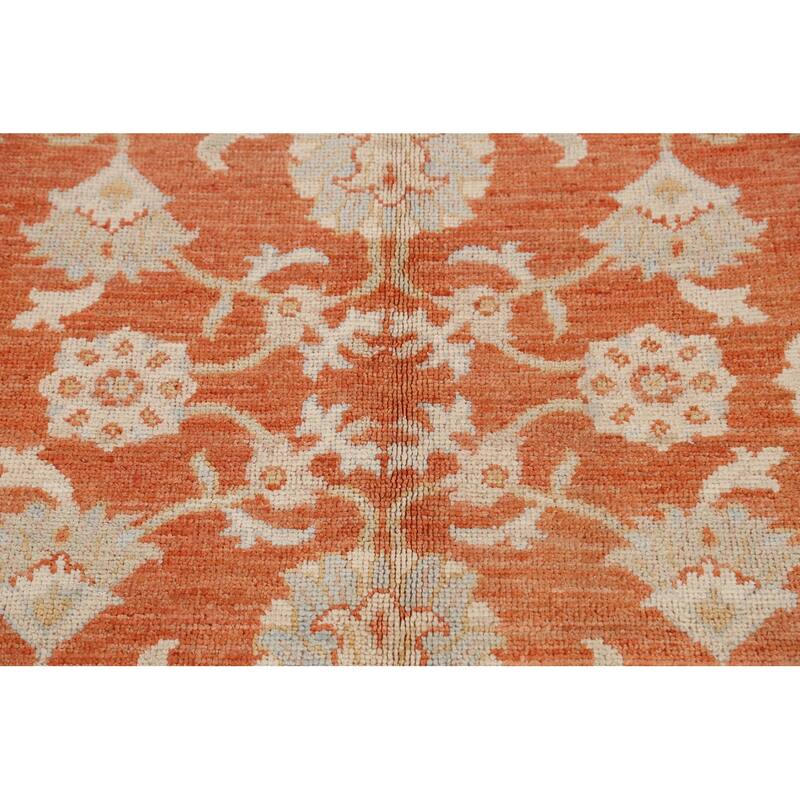 Hand Knotted Oriental 100% Wool Carpet Transitional Floral Oranges & Rust Khotan Area Rug - 10' 3'' X 8' 9''
