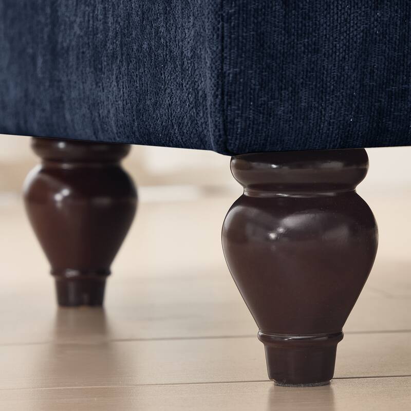 GDFStudio - Elegant Mid-Century Chenille 2-Seater 76.4" L-Shaped Modular Loveseat Sofa with Ottoman