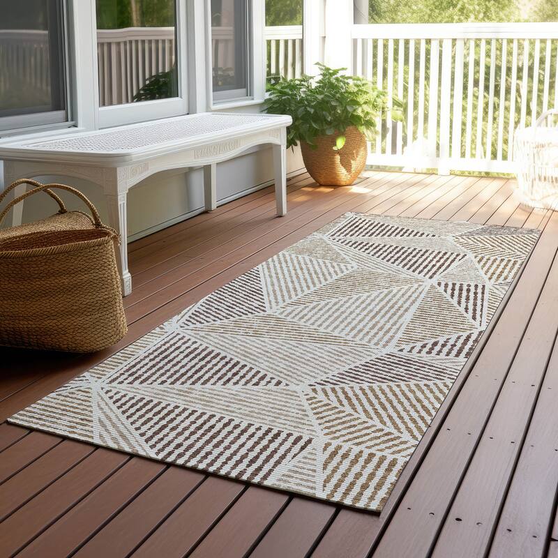 Machine Washable Indoor/ Outdoor Chantille Geometric Mosaic Rug