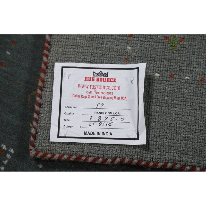 Hand Knotted Oriental 100% Wool Carpet Tribal Tribal Navy Blue & Blues Gabbeh Area Rug - 7' 8'' X 5' 0''