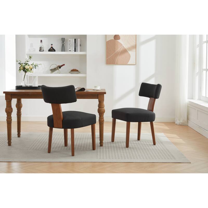 Set of 2 Fabric Modern Armless Dining Chairs