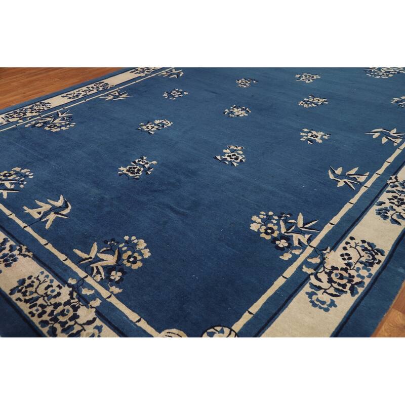 Vegetable Dye Floral Peking Chinese Area Rug Hand-Knotted Wool Carpet - 9'10"x 13'5"