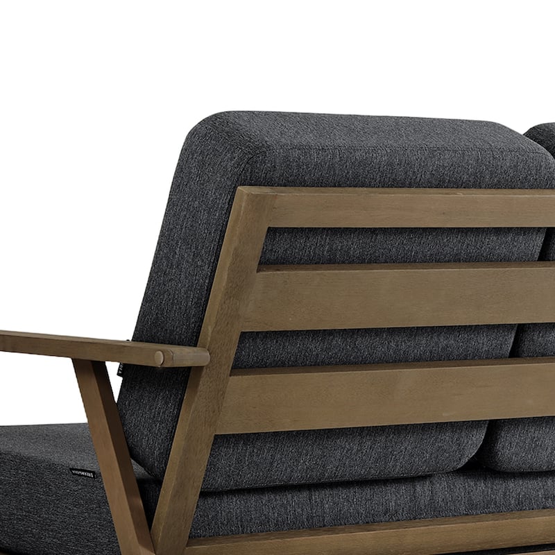 Teak Frame Outdoor Loveseat Daybed with Water-Resistant Cushions.