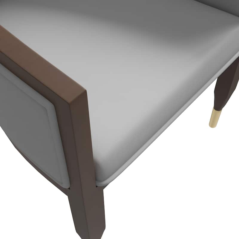 Leather Dining Chair with Arms with Rubberwood Frame Belle Series by LeisureMod