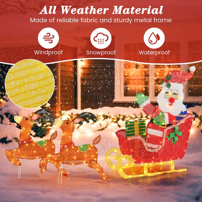 Costway Lighted Christmas Santa Claus with Reindeer LED Lights 12 - as pic shows - See Details