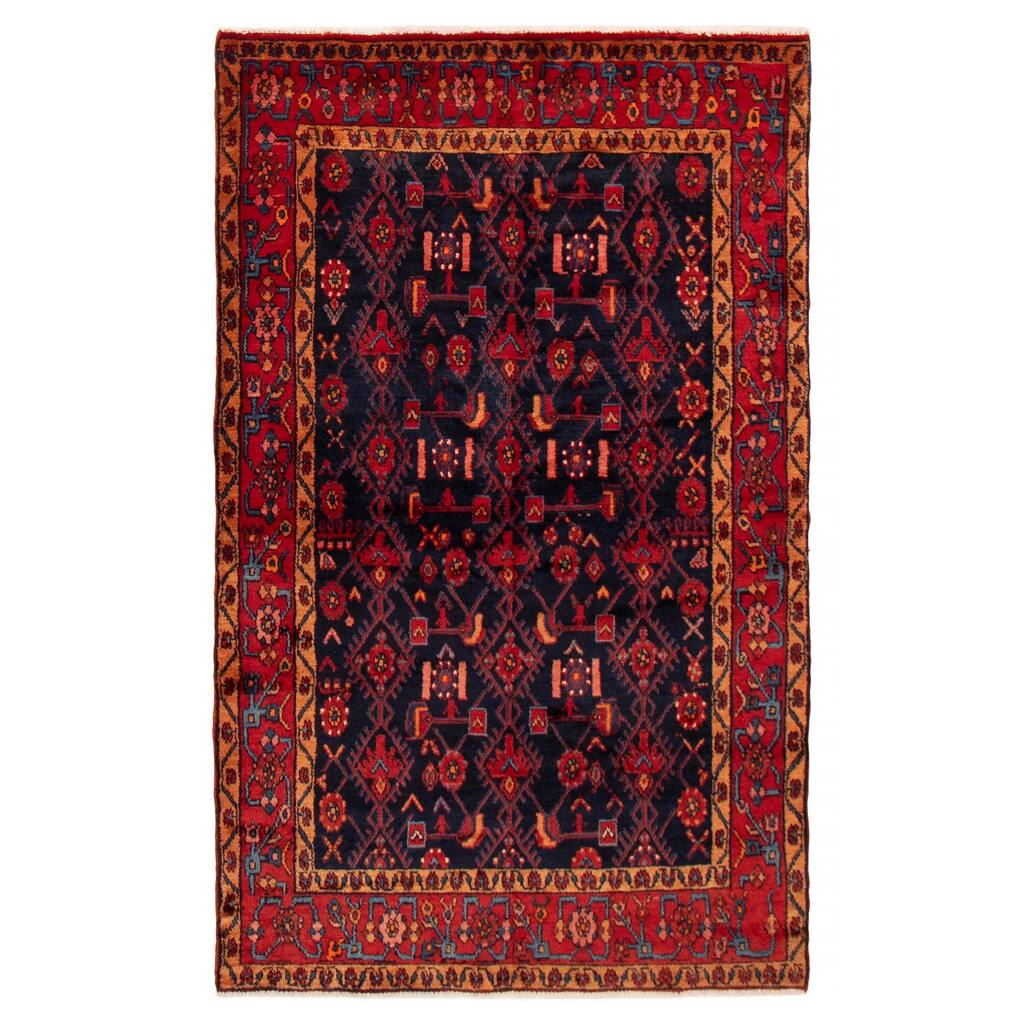 ECARPETGALLERY Hand-knotted Andelz Navy, Red Wool Rug - 4'5 x 7'3