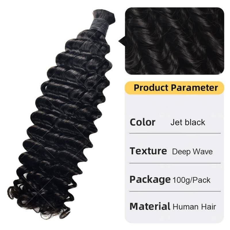 Human Braiding Hair for Boho Braids Human 100g Deep Wave