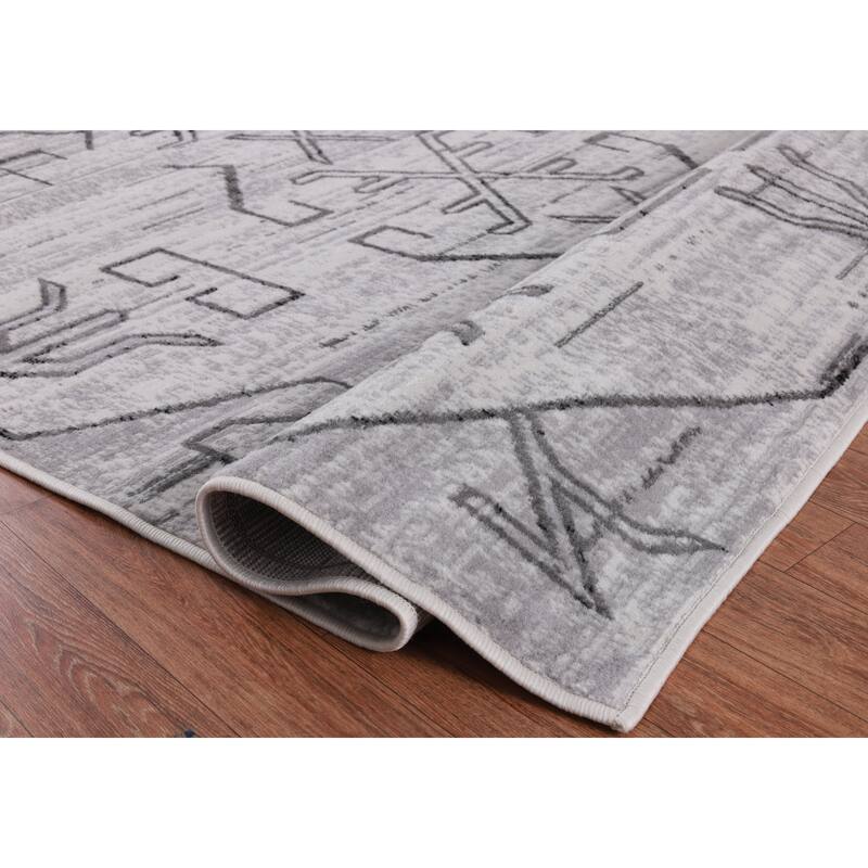 Dream Collection Abstract Moroccan Motif Black and Grey Rug