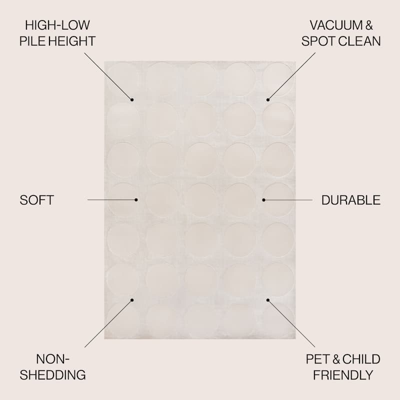 JONATHAN Y Damon Modern Geometric Circle Dot High-Low Area Rug
