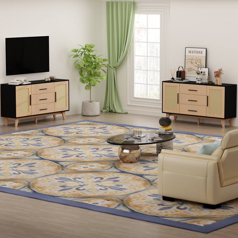 59 inch rattan storage cabinet