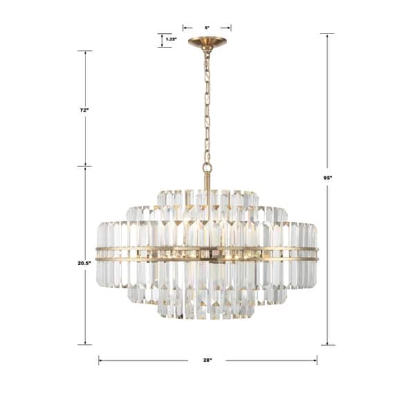 Hayes 16 Light Aged Brass Chandelier - 28"W x 20.5"H x 28"D