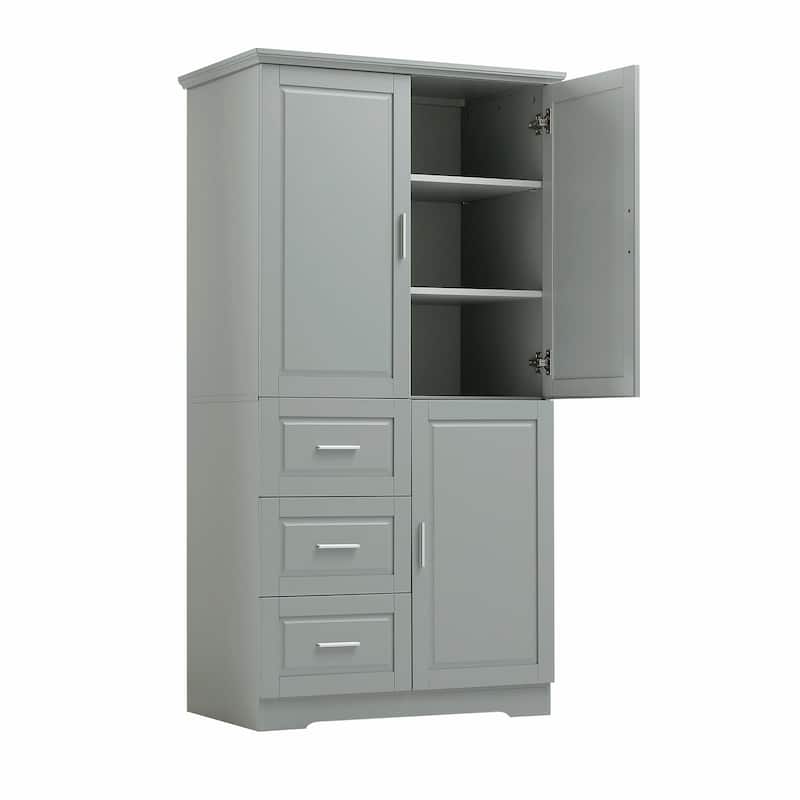 Tall and Wide Storage Cabinet with Doors and Three Drawers