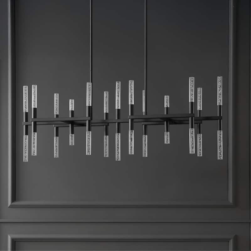 SAFAVIEH Couture Mariet Art Deco Acrylic Tube Chandelier - 50 In. W x 15.5 In. D x 25.5 /49.5 In. H - 48"W x 21"D x 18"H