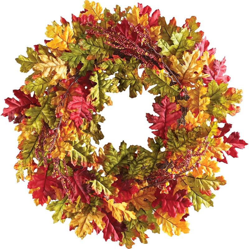 Oak Leaves Autumn Harvest Wreath - 22" x 22" x 4"