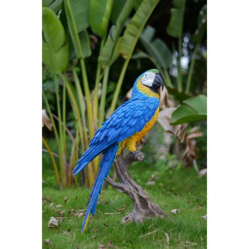 Macaw Scarlet Outdoor Garden Statue - 28.25"