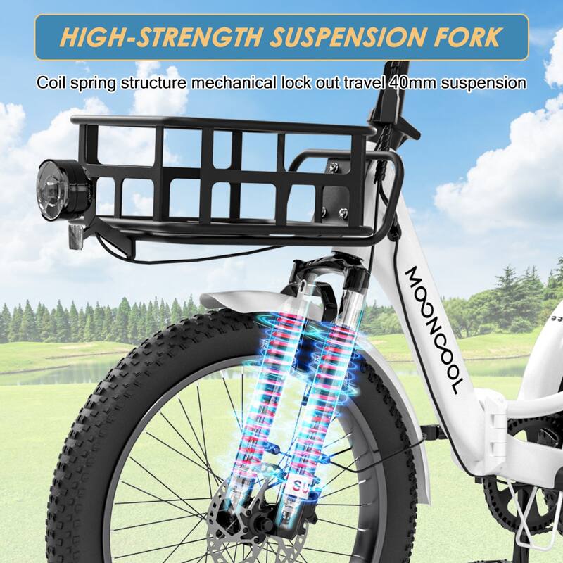 DoCred Electric Folding Tricycle for Adult with Front and Rear Baskets