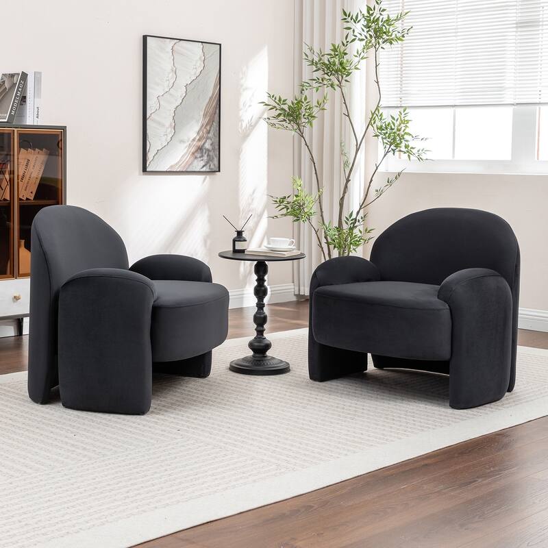 SEYNAR Modern Glam Velvet Thickened Seat Cushion Accent Chair Set of 2