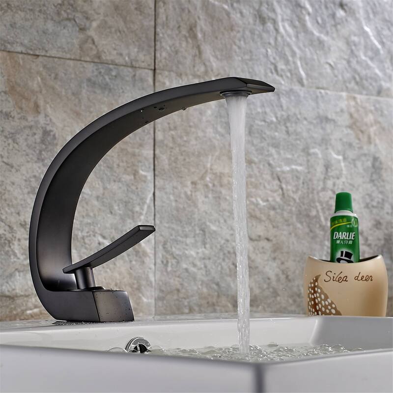 Single Handle Bathroom Faucet Modern Bathroom Sink Faucets Single Hole Basin Vanity Mixer Taps With Valve - Matte Black