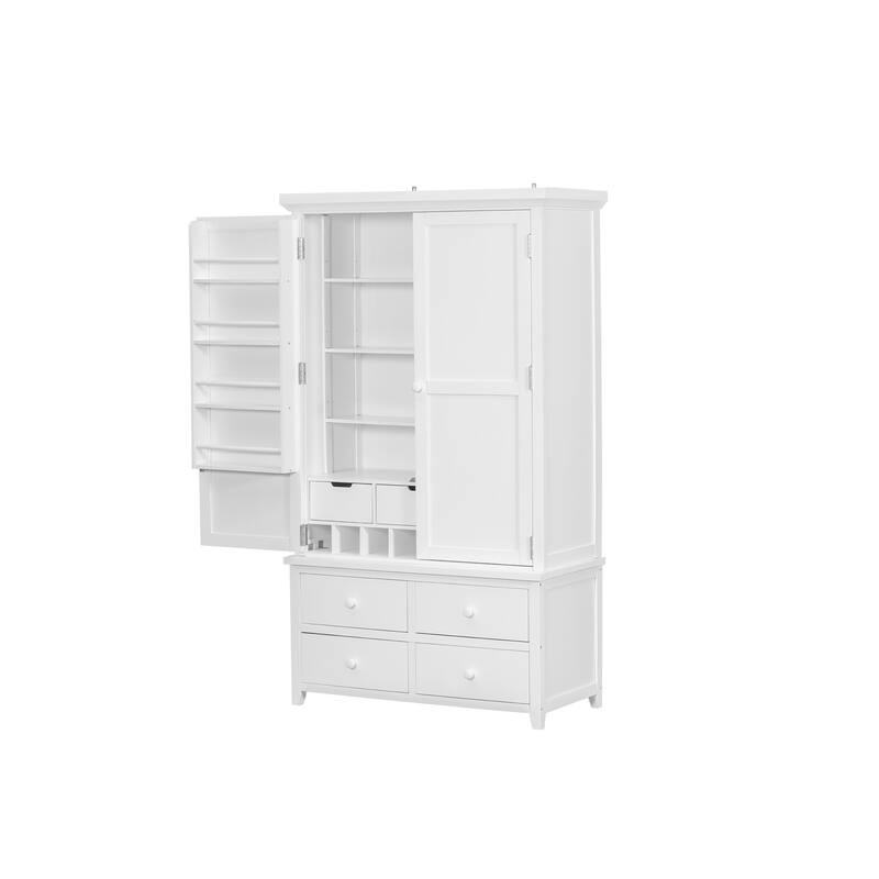 Freestanding Large Kitchen Pantry Wooden Kitchen Storage Cabinet Cupboard with 8 Door Shelves,