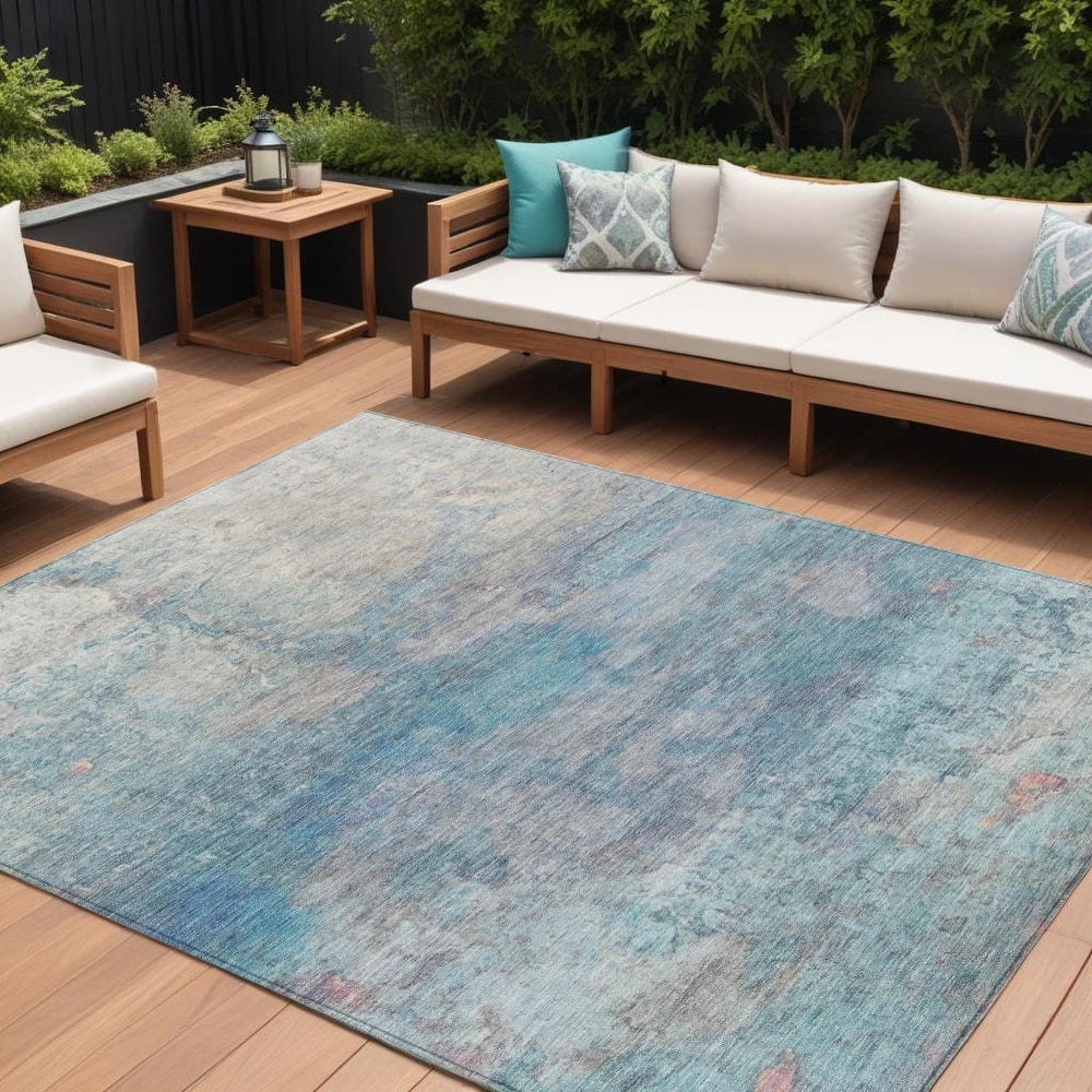 HomeRoots Abstract Transitional Rectangle Outdoor Rug