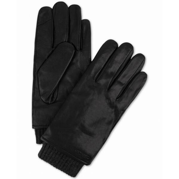 Shop Calvin Klein Mens Winter Gloves Black Size Large L Ribbed