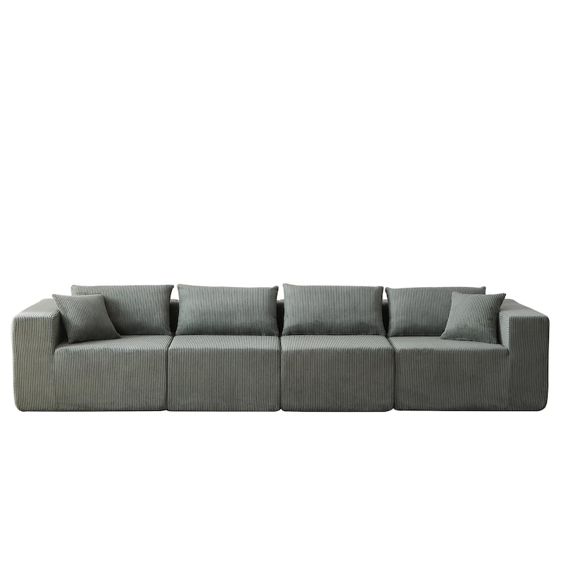 104" Corduroy Modular L-Shaped Sectional Sofa with 4-Piece Free Combination, Foam-Filled Cushions