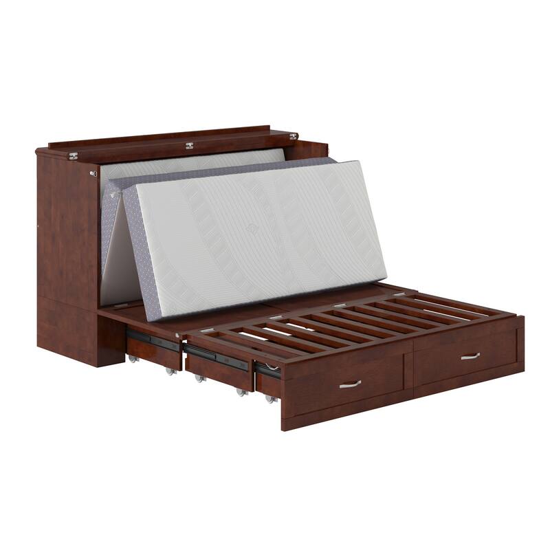 AFI Raleigh Queen Solid Wood Murphy Bed Chest with Mattress