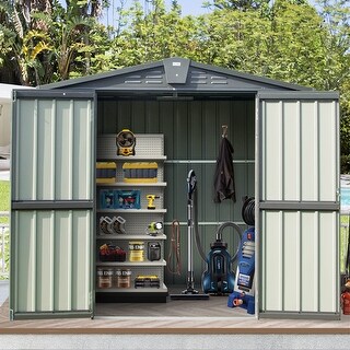 6.5'x 4.2' Outdoor Storage Shed Galvanized Steel Outdoor Storage ...