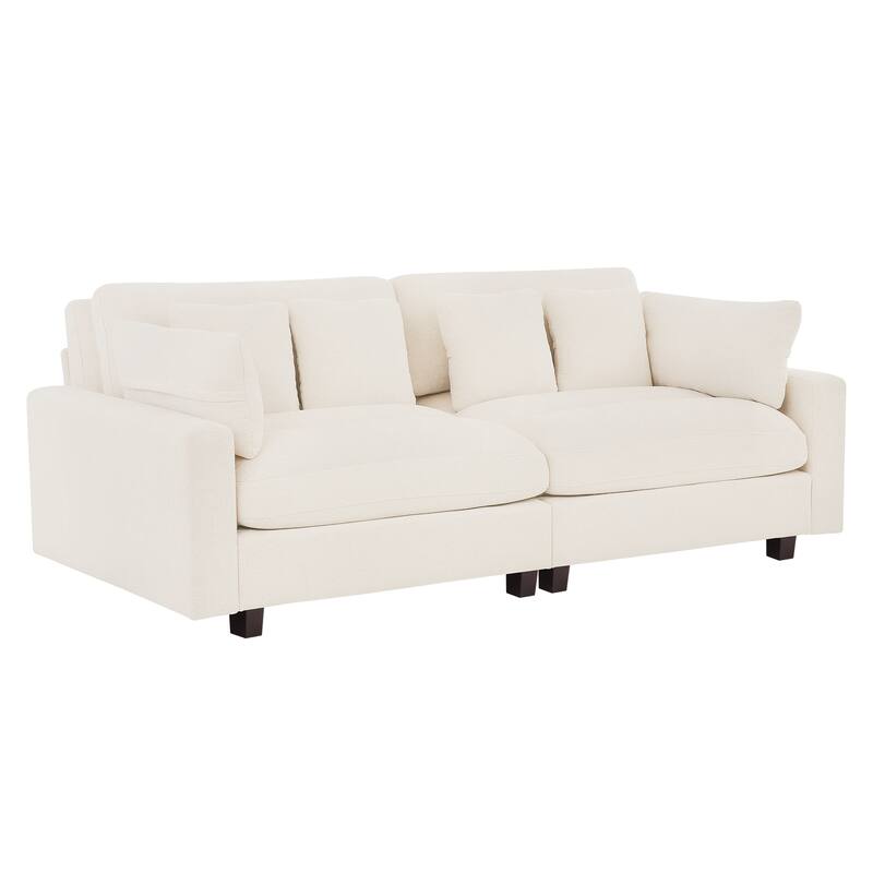 89In Comfy Couch, 3 Seater Sofa With Wood Legs, Chenille Couch For Small Space,Apartment - 89"W X 44.1"D X 33.9"H