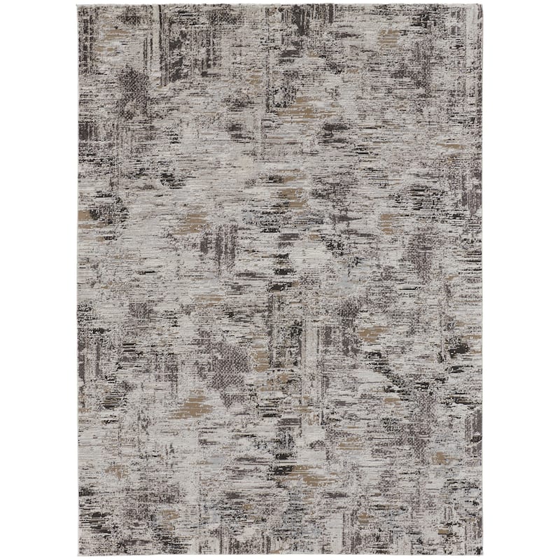 Grand Bazaar Kayden Machine Made Abstract Modern Area Rug - 9' x 12' - Ivory/Gray/Brown