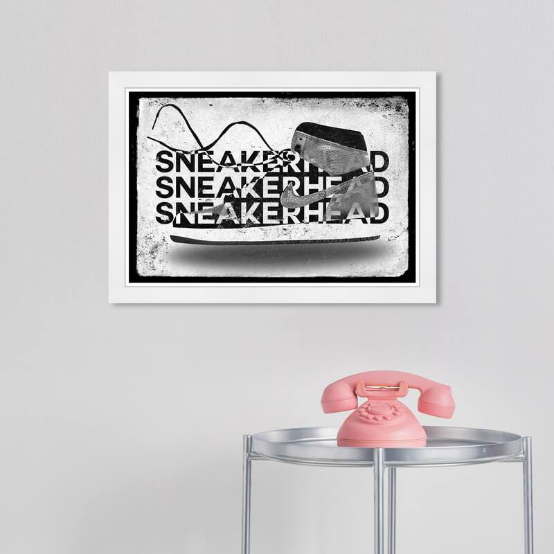 Wynwood Studio Canvas Fashion and Glam Sneakerhead Noir Black and Modern & Contemporary Wall Art Canvas Print - White