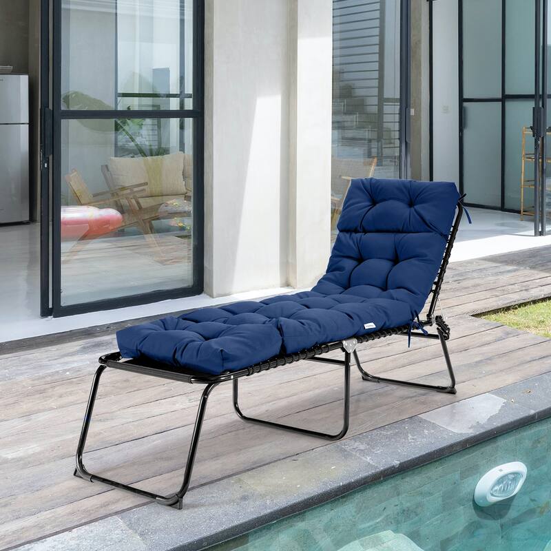 73" Comfortable Lounge Chair Cushion with Head Pillow and Waterproof for Outdoor or Indoor Use - 73'' x 22'' x 4'' (L x W x H)