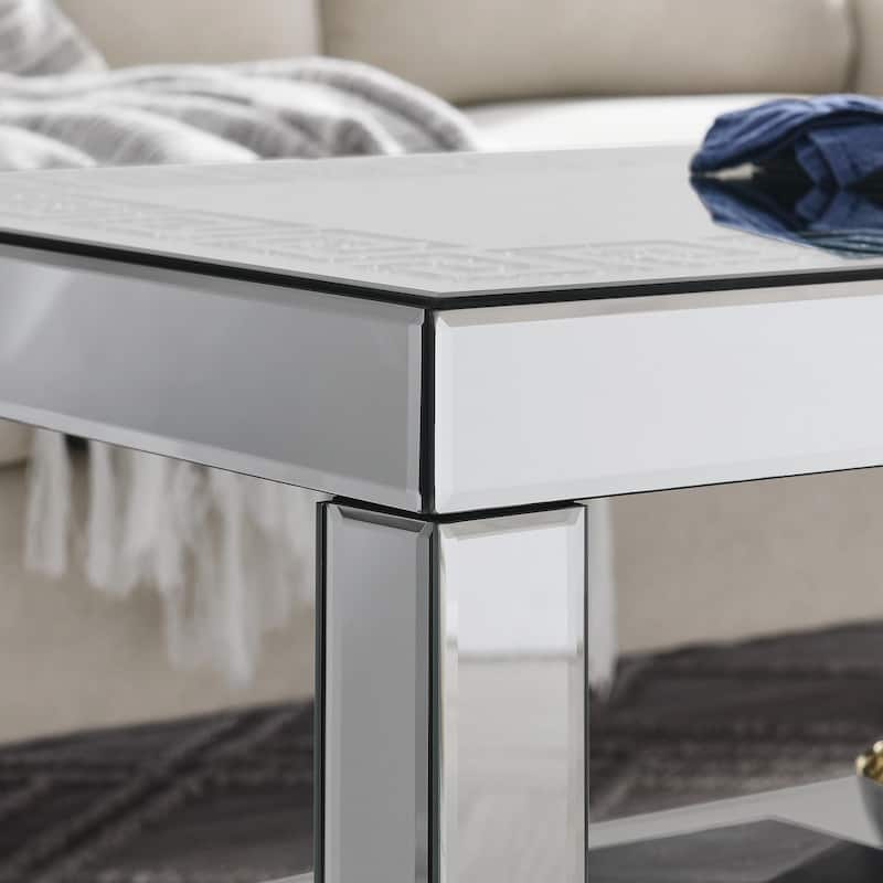 Curved Border Carved Mirror Coffee Table