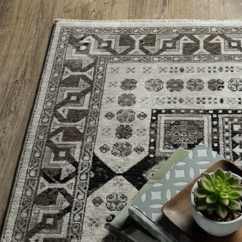 Style Haven Cádiz Global Tribal Influenced Ivory/Charcoal Area Rug