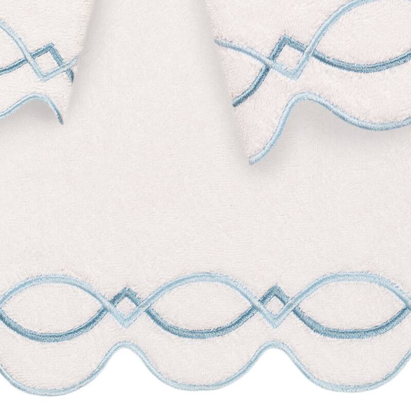 Authentic Hotel and Spa 100% Turkish Cotton DIAMOND CHAIN Scallop Embellished Towel Collection