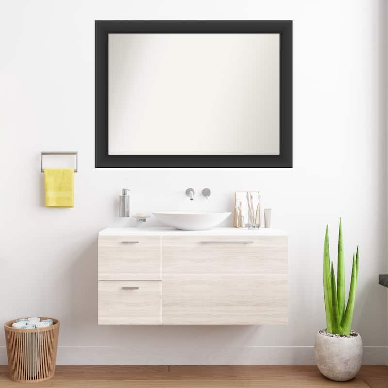 Sloped Non-Beveled Framed Bathroom Vanity Wall Mirror
