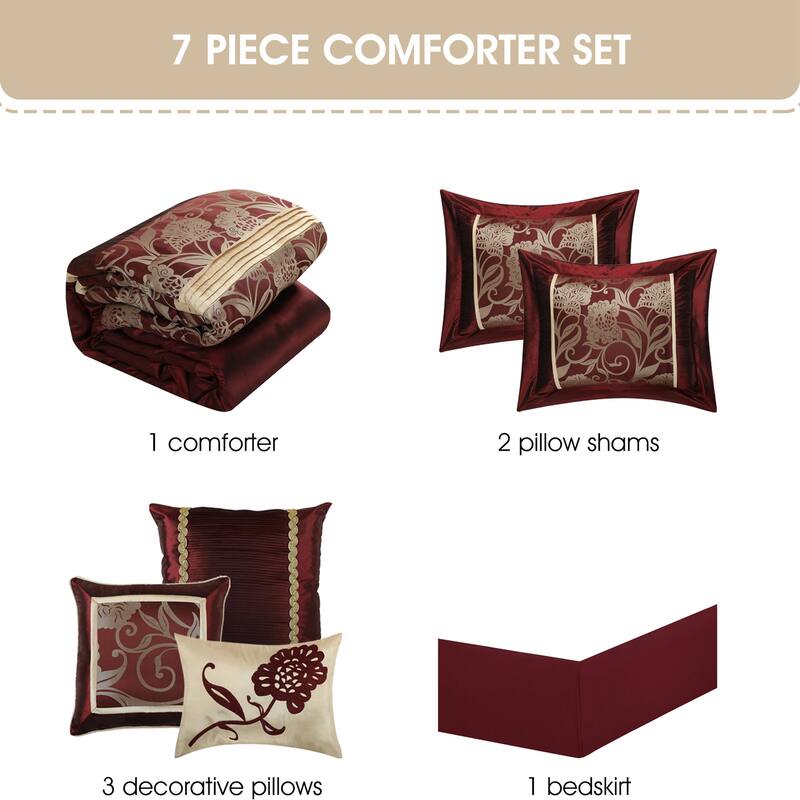 Nanshing Brie 7 Piece Floral Jacquard Comforter Set