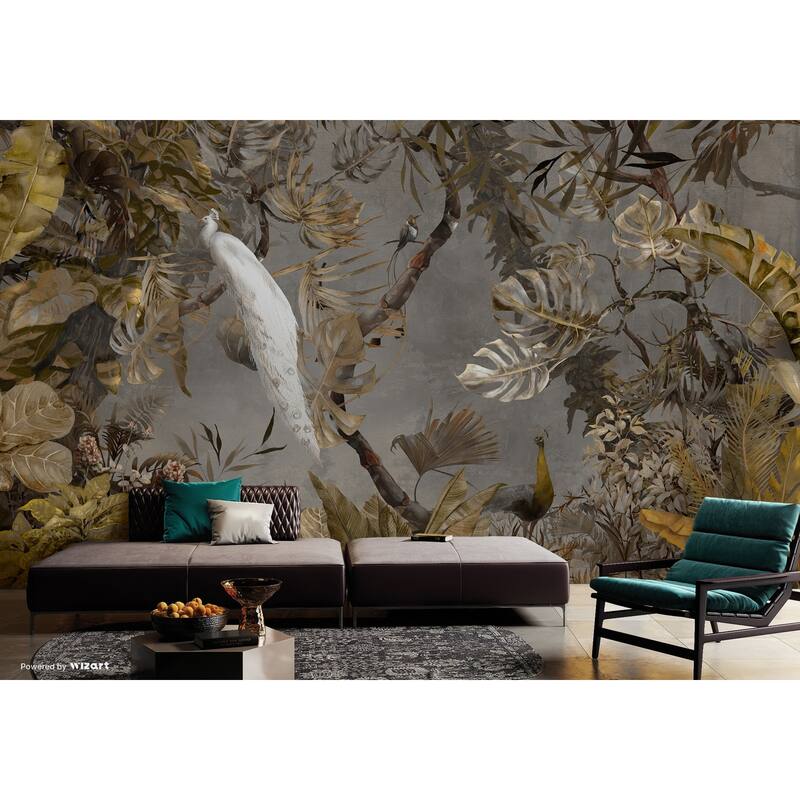 Exotic White Peacock Wallpaper Mural