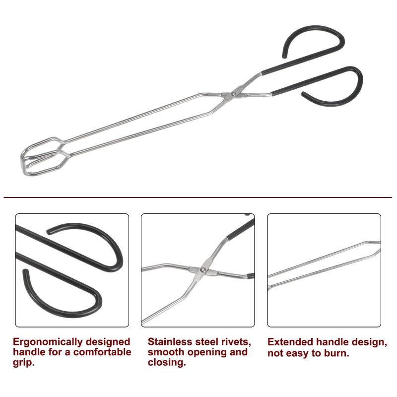 Stainless Steel Scissor Tongs 16" Barbecue Grilling Tongs with Black Handle