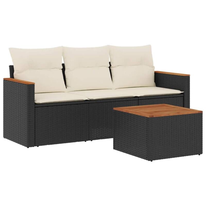vidaXL Garden Sofa Set Black - 24.4 x 24.2 x 27.2