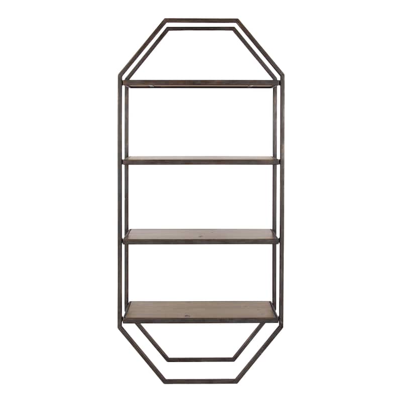 Kate and Laurel Adela Rustic Wood and Metal Wall Shelf