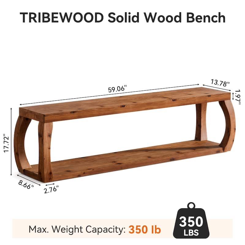 59.06" Solid Wood Dining Bench for Dining Room, Kitchen