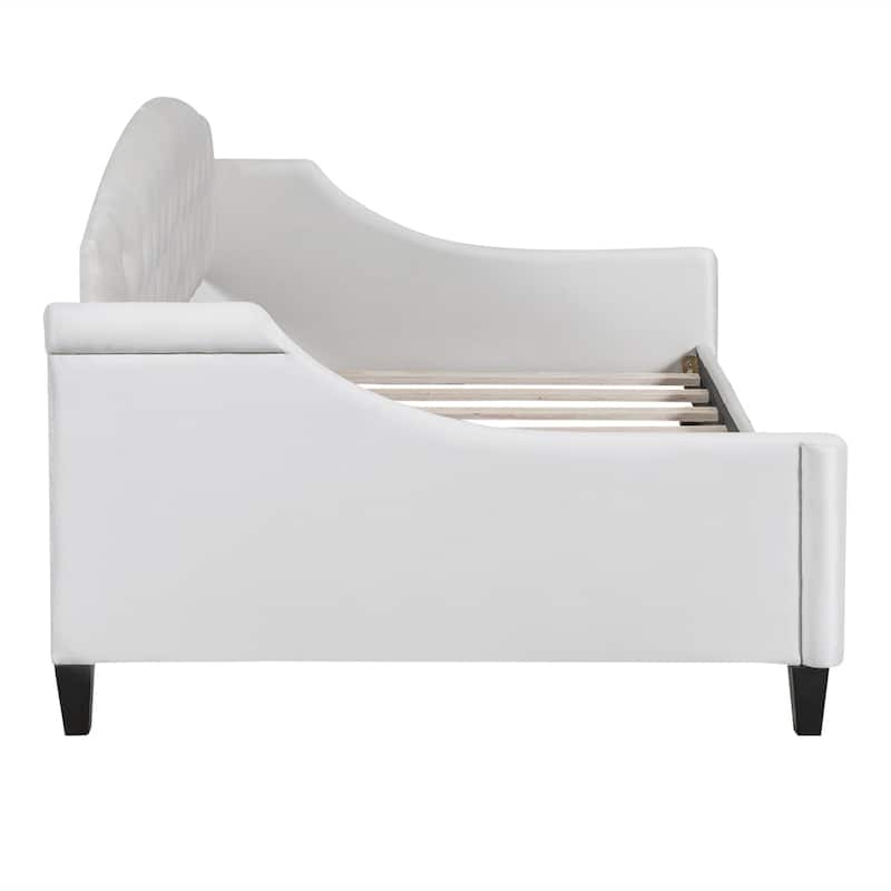 Twin Size Velvet Tufted Daybed with Wood Frame and Legs
