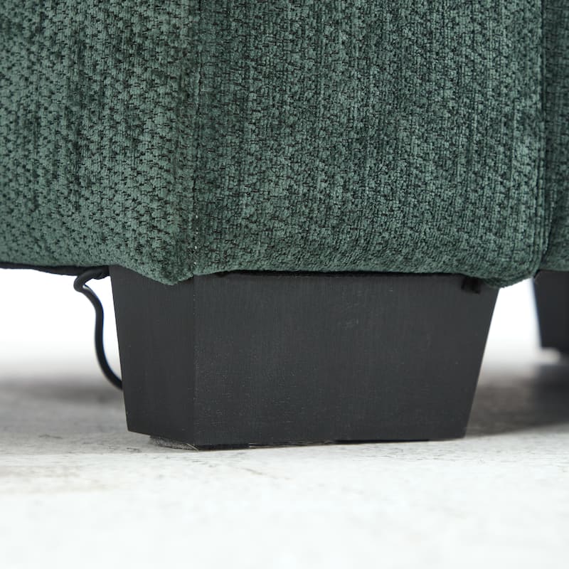 L-Shaped Modular Sectional Sofa with Storage Ottoman, 97" Chenille Corner Couch with USB Ports, Side Pockets