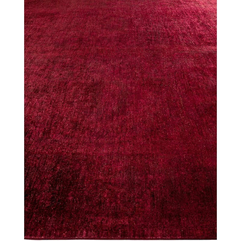 Overton Hand Knotted Wool Vintage Inspired Modern Contemporary Overdyed Red Area Rug - 9' 9" x 13' 4"