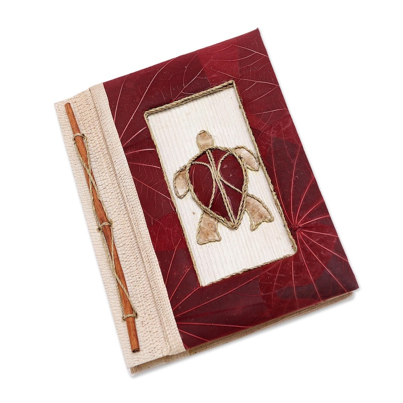 Novica Handmade Tortoise Thoughts In Red Natural Fiber Journal